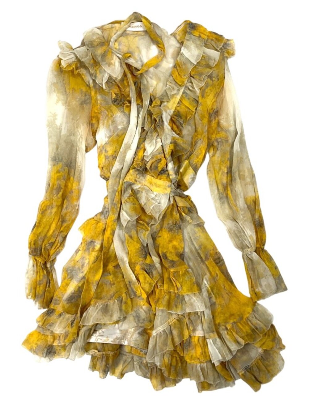 Zimmermann Botanica Frill Wrap Dress in Wattle Print